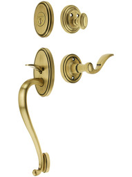 Georgetown Entry Lock Set in Antique Brass Finish with Left-Handed Bellagio Lever and